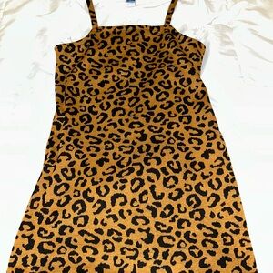 Old Navy Black and Tan Animal Print Dress